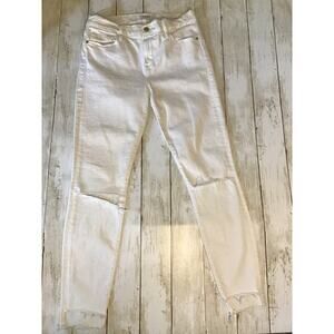 Frame White Denim Frayed Ankle Le Skinny de Jeanne size 29